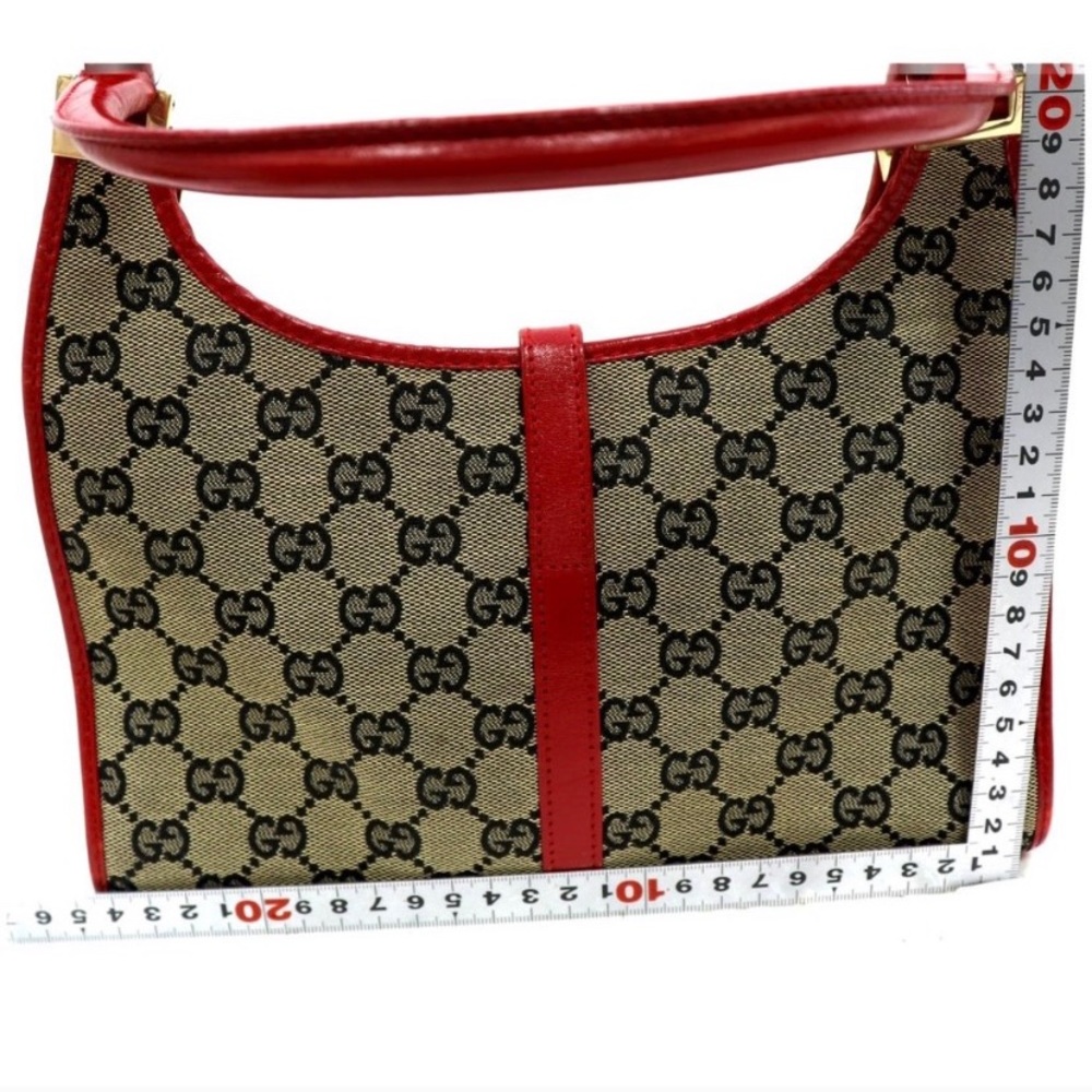 Authentic Gucci Navy Blue Red Leather Canvas